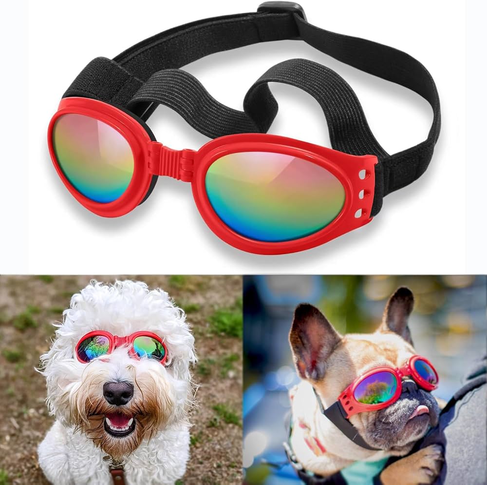 Adjustable Padded Sunglasses for Medium Dogs - Collapsible Design for Convenient Travel and Style