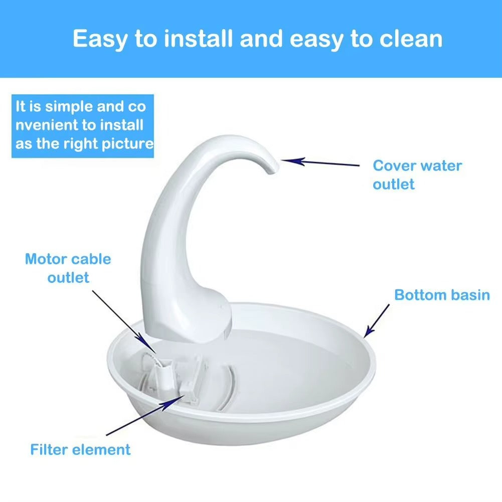 2.34L Automatic Pet Water Fountain β Swan Design | USB Powered, Quiet Pump, Clean Filter for Dogs & Cats
