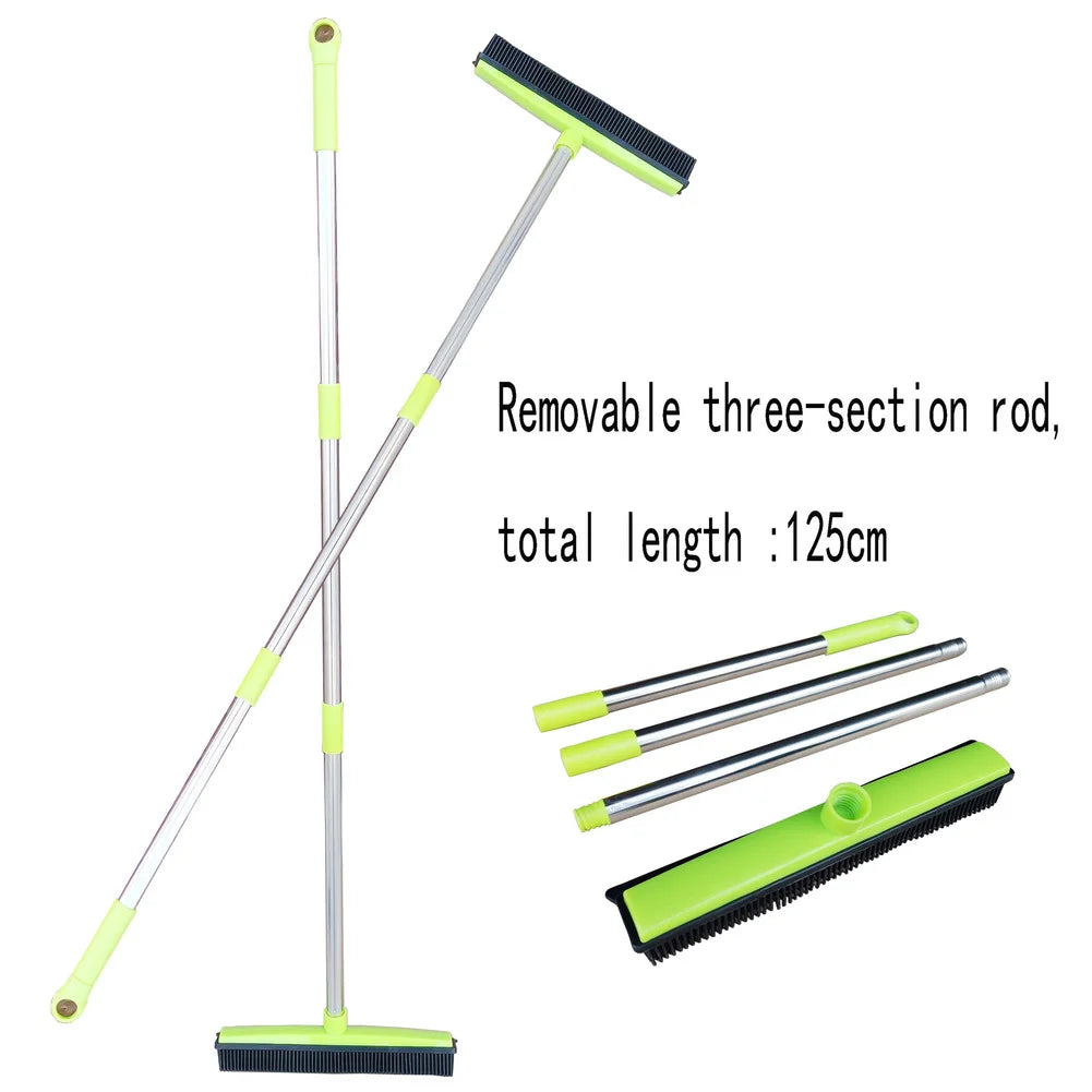 Ultimate Pet Hair Rubber Broom with Squeegee for Immaculate Carpets and Floors