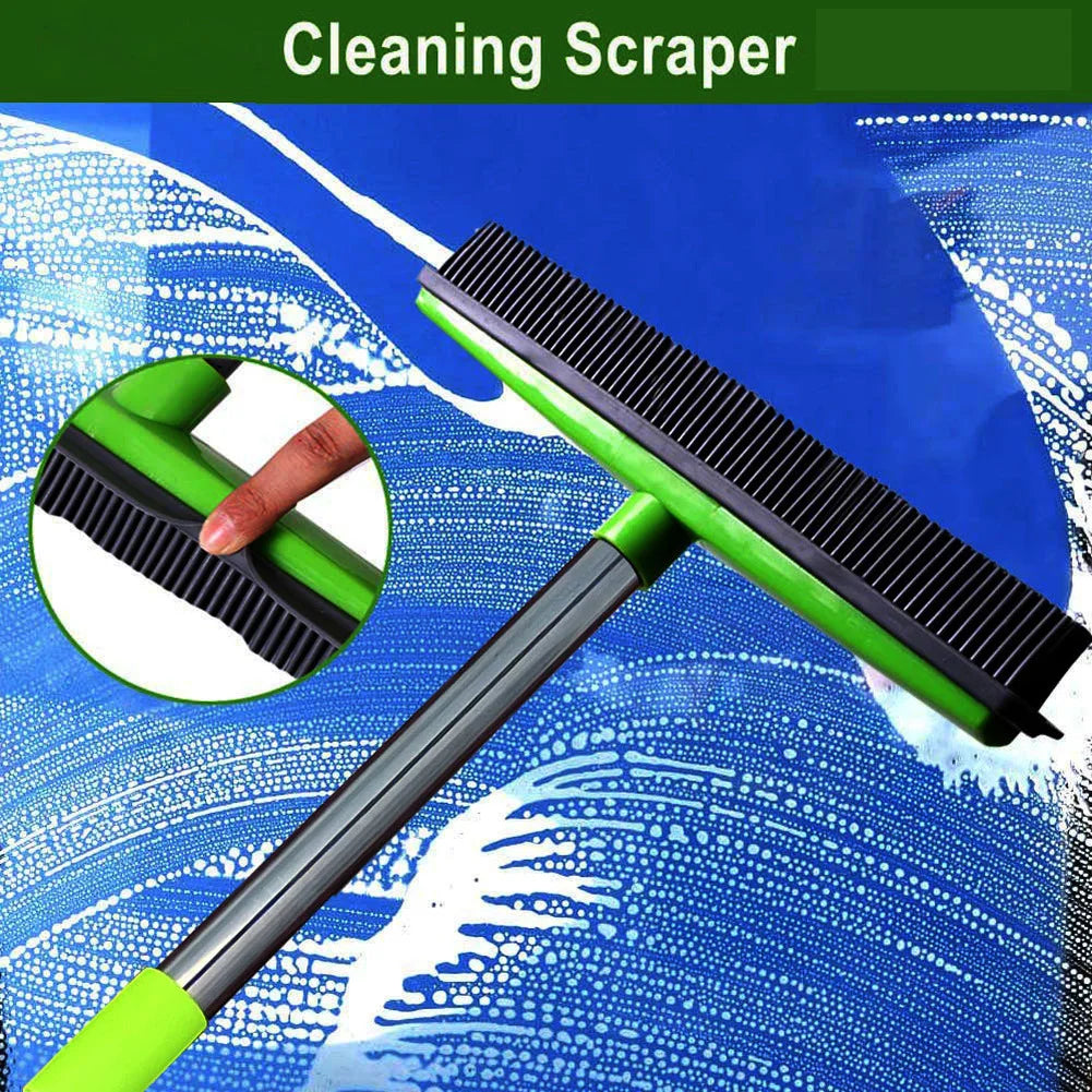 Ultimate Pet Hair Rubber Broom with Squeegee for Immaculate Carpets and Floors