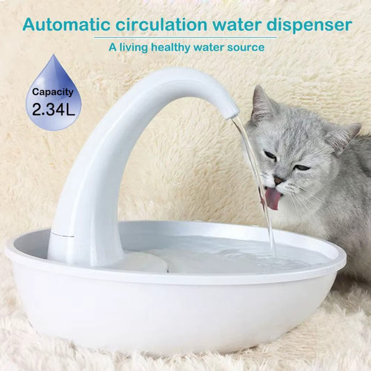 2.34L Automatic Pet Water Fountain – Swan Design | USB Powered, Quiet Pump, Clean Filter for Dogs & Cats