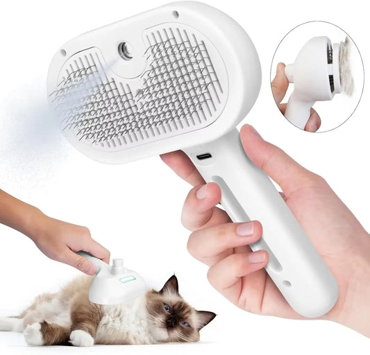 3-in-1 Cat Steam Brush: Ultimate Grooming, Massage, and Hair Removal Solution