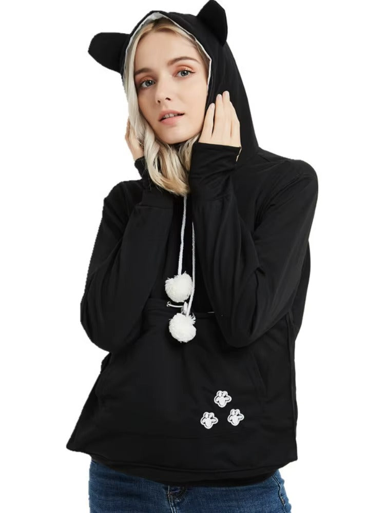 Cat Lover Hoodie - Ears & Cuddle Pouch Perfect for Pet Enthusiasts! 🐾💖