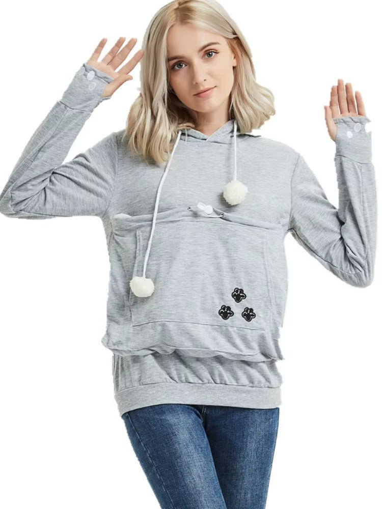 Cat Lover Hoodie - Ears & Cuddle Pouch Perfect for Pet Enthusiasts! 🐾💖