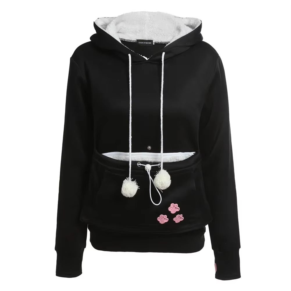 Cat Lover Hoodie - Ears & Cuddle Pouch Perfect for Pet Enthusiasts! 🐾💖